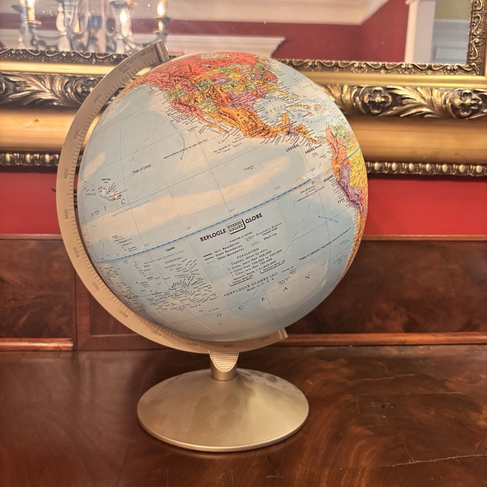 Replogle 12" World Globe Stereo Relief Vintage Desk Globe USA Educational